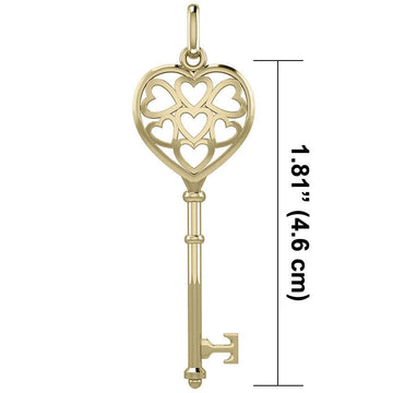 Heart Spiritual Enchantment Key Solid Gold Pendant GPD5709 - Jewelry